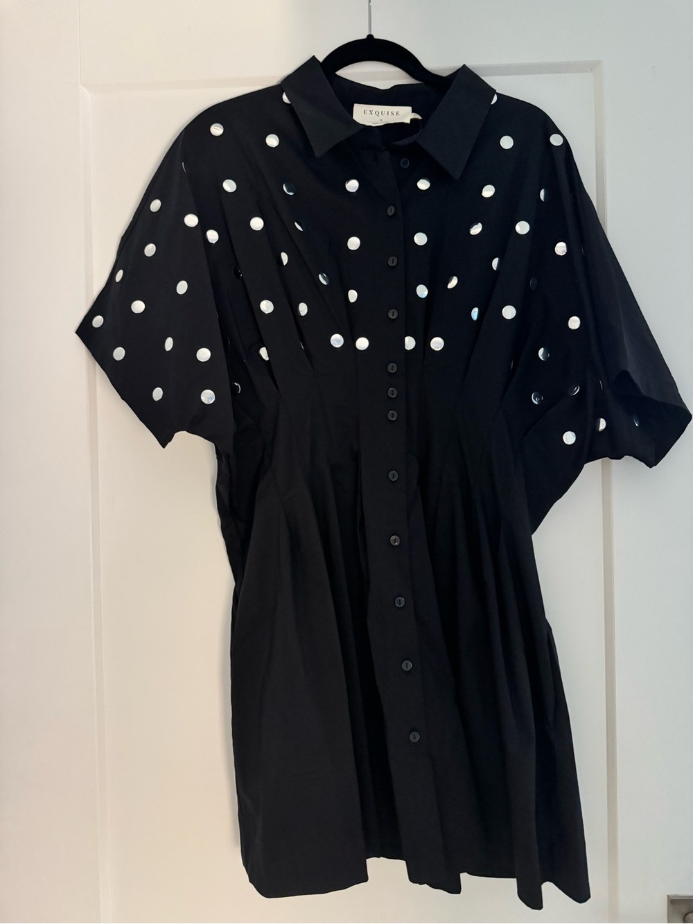 Anthropologie Black Mini Dress with Silver Embellishments